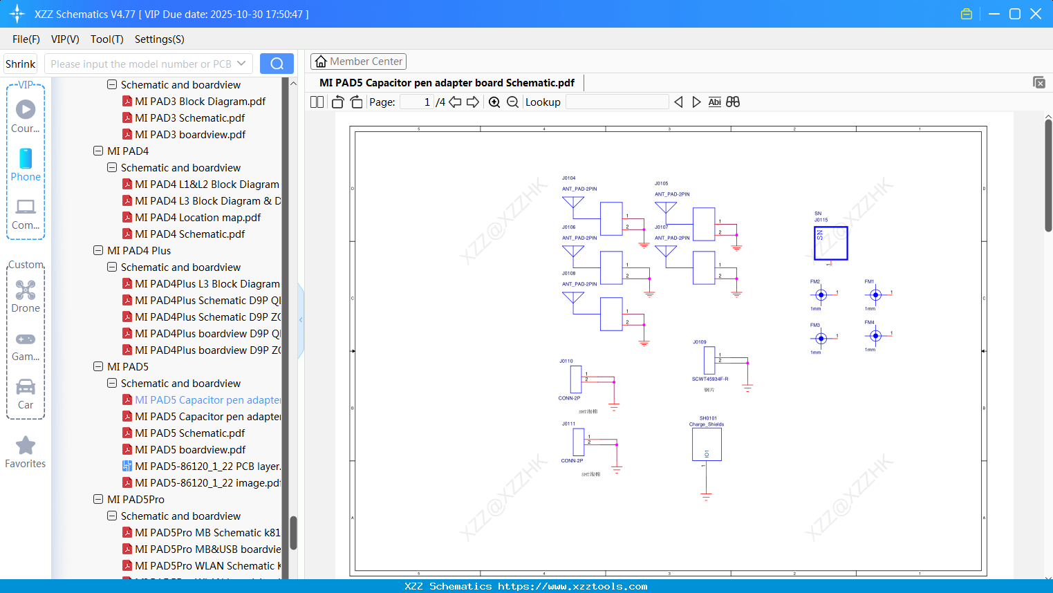 Xiaomi MI PAD5 Capacitor Pen Adapter Board Schematic